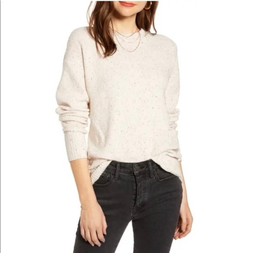 Old Navy Flecked Beige Oatmeal Crewneck Sweater Size L